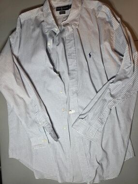 Ralph Lauren White Shirt with Light Blue Check